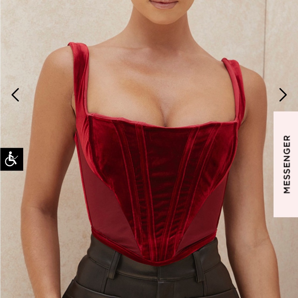 House of CB Velvet Burgundy Corset Top - Charisse